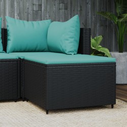 vidaXL Gartenhocker mit Kissen Schwarz Poly Rattan