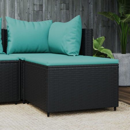 vidaXL Gartenhocker mit Kissen Schwarz Poly Rattan
