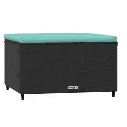 vidaXL Gartenhocker mit Kissen Schwarz Poly Rattan