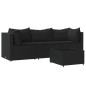 vidaXL 4-tlg. Garten-Lounge-Set mit Kissen Schwarz Poly Rattan vidaXL 4-tlg. Garten-Lounge-Set mit Kissen Schwarz Poly Rattan