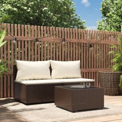 vidaXL 3-tlg. Garten-Lounge-Set mit Kissen Braun Poly Rattan