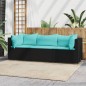 vidaXL 3-tlg. Garten-Lounge-Set mit Kissen Schwarz Poly Rattan vidaXL 3-tlg. Garten-Lounge-Set mit Kissen Schwarz Poly Rattan