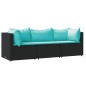 vidaXL 3-tlg. Garten-Lounge-Set mit Kissen Schwarz Poly Rattan vidaXL 3-tlg. Garten-Lounge-Set mit Kissen Schwarz Poly Rattan