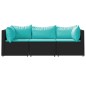 vidaXL 3-tlg. Garten-Lounge-Set mit Kissen Schwarz Poly Rattan vidaXL 3-tlg. Garten-Lounge-Set mit Kissen Schwarz Poly Rattan