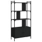 vidaXL Bücherregal mit Türen Schwarz 76,5x30x154,5 cm Holzwerkstoff