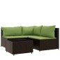 vidaXL 4-tlg. Garten-Lounge-Set mit Kissen Braun Poly Rattan vidaXL 4-tlg. Garten-Lounge-Set mit Kissen Braun Poly Rattan