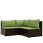 vidaXL 4-tlg. Garten-Lounge-Set mit Kissen Braun Poly Rattan vidaXL 4-tlg. Garten-Lounge-Set mit Kissen Braun Poly Rattan