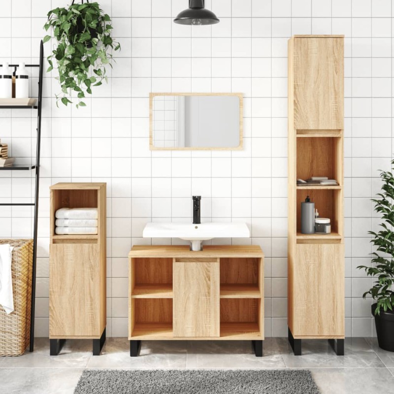 vidaXL Badschrank Sonoma-Eiche 80x33x60 cm Holzwerkstoff vidaXL Badschrank Sonoma-Eiche 80x33x60 cm Holzwerkstoff
