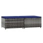 vidaXL Gartenhocker mit Kissen 2 Stk. Grau Poly Rattan vidaXL Gartenhocker mit Kissen 2 Stk. Grau Poly Rattan