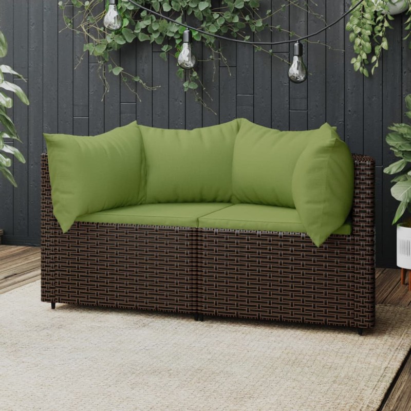 vidaXL Garten-Ecksofas mit Kissen 2 Stk. Braun Poly Rattan vidaXL Garten-Ecksofas mit Kissen 2 Stk. Braun Poly Rattan