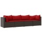 vidaXL 4-tlg. Garten-Lounge-Set mit Kissen Braun Poly Rattan vidaXL 4-tlg. Garten-Lounge-Set mit Kissen Braun Poly Rattan