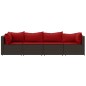 vidaXL 4-tlg. Garten-Lounge-Set mit Kissen Braun Poly Rattan vidaXL 4-tlg. Garten-Lounge-Set mit Kissen Braun Poly Rattan