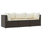 vidaXL 3-tlg. Garten-Lounge-Set mit Kissen Braun Poly Rattan vidaXL 3-tlg. Garten-Lounge-Set mit Kissen Braun Poly Rattan