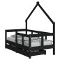 vidaXL Kinderbett mit Schubladen Schwarz 70x140 cm Massivholz Kiefer vidaXL Kinderbett mit Schubladen Schwarz 70x140 cm Massivholz Kiefer