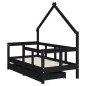 vidaXL Kinderbett mit Schubladen Schwarz 70x140 cm Massivholz Kiefer vidaXL Kinderbett mit Schubladen Schwarz 70x140 cm Massivholz Kiefer