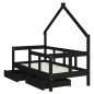 vidaXL Kinderbett mit Schubladen Schwarz 70x140 cm Massivholz Kiefer vidaXL Kinderbett mit Schubladen Schwarz 70x140 cm Massivholz Kiefer