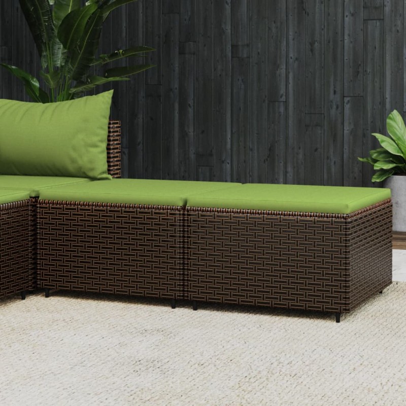 vidaXL Gartenhocker mit Kissen 2 Stk. Braun Poly Rattan vidaXL Gartenhocker mit Kissen 2 Stk. Braun Poly Rattan