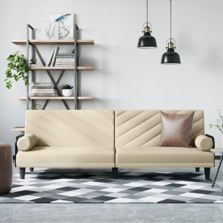 vidaXL Schlafsofa mit Armlehnen Creme Stoff