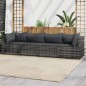 vidaXL 4-tlg. Garten-Lounge-Set mit Kissen Grau Poly Rattan vidaXL 4-tlg. Garten-Lounge-Set mit Kissen Grau Poly Rattan