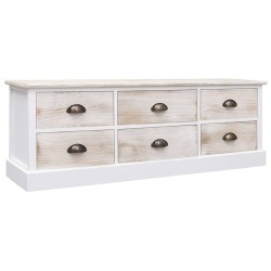 vidaXL TV-Schrank Weiß & Hellbraun 108x30x40 cm Massivholz Paulownia