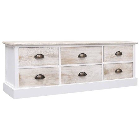 vidaXL TV-Schrank Weiß & Hellbraun 108x30x40 cm Massivholz Paulownia