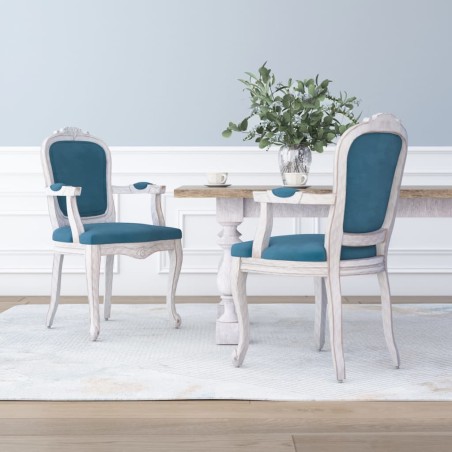 vidaXL Esszimmerstühle 2 Stk. Blau 62x59,5x100,5 cm Samt