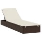 Sonnenliege mit Runddach Braun 211x57x140 cm Poly Rattan Sonnenliege mit Runddach Braun 211x57x140 cm Poly Rattan