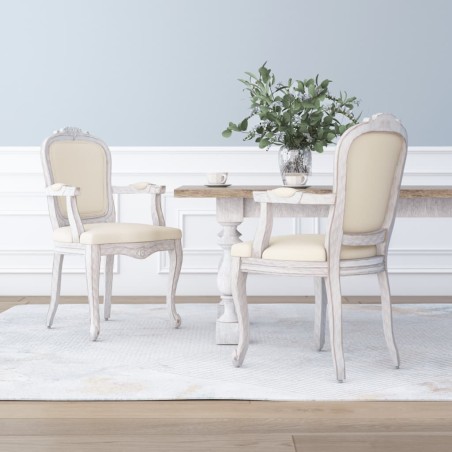 vidaXL Esszimmerstühle 2 Stk. Beige 62x59,5x100,5 cm Leinen