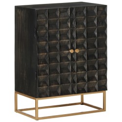 vidaXL Sideboard Schwarz 55x34x75 cm Massivholz Mango und Eisen