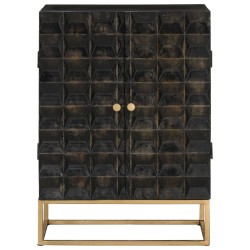 vidaXL Sideboard Schwarz 55x34x75 cm Massivholz Mango und Eisen