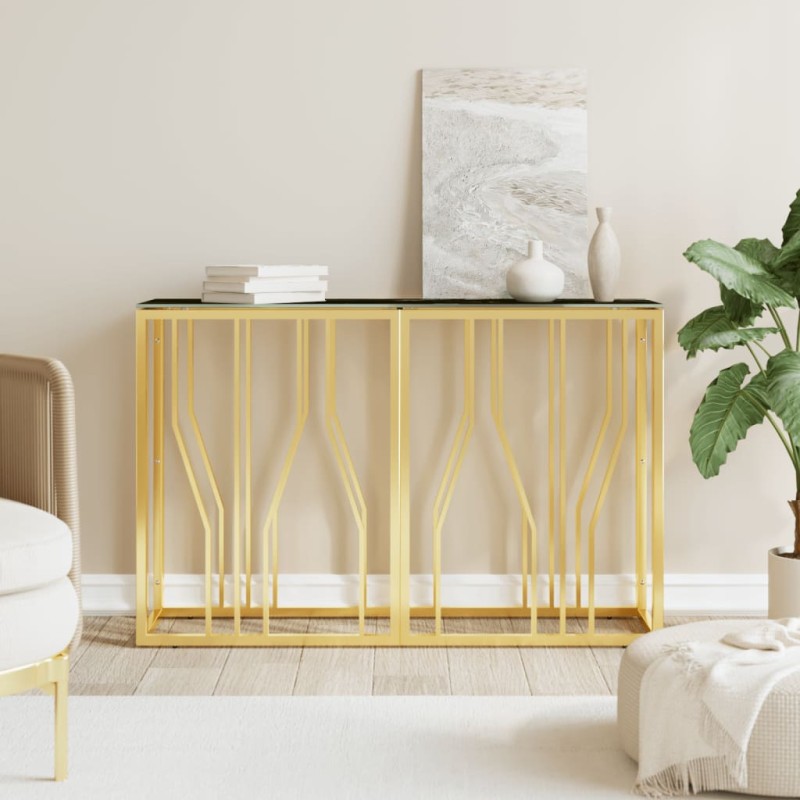 vidaXL Konsolentisch Golden 110x30x70 cm Edelstahl und Glas vidaXL Konsolentisch Golden 110x30x70 cm Edelstahl und Glas