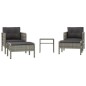 5-tlg. Garten-Lounge-Set mit Kissen Grau Poly Rattan 5-tlg. Garten-Lounge-Set mit Kissen Grau Poly Rattan