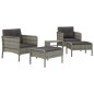 5-tlg. Garten-Lounge-Set mit Kissen Grau Poly Rattan 5-tlg. Garten-Lounge-Set mit Kissen Grau Poly Rattan