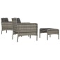 5-tlg. Garten-Lounge-Set mit Kissen Grau Poly Rattan 5-tlg. Garten-Lounge-Set mit Kissen Grau Poly Rattan