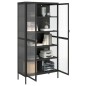 vidaXL Highboard Schwarz 85x40x180 cm Glas und Stahl vidaXL Highboard Schwarz 85x40x180 cm Glas und Stahl
