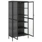 vidaXL Highboard Schwarz 85x40x180 cm Glas und Stahl vidaXL Highboard Schwarz 85x40x180 cm Glas und Stahl