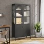 vidaXL Highboard Schwarz 90x40x180 cm Glas und Stahl vidaXL Highboard Schwarz 90x40x180 cm Glas und Stahl