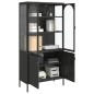 vidaXL Highboard Schwarz 90x40x180 cm Glas und Stahl vidaXL Highboard Schwarz 90x40x180 cm Glas und Stahl