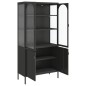 vidaXL Highboard Schwarz 90x40x180 cm Glas und Stahl vidaXL Highboard Schwarz 90x40x180 cm Glas und Stahl