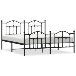 vidaXL Bettgestell mit Kopf- und Fußteil Metall Schwarz 180x200 cm