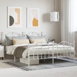 vidaXL Bettgestell mit Kopf- und Fußteil Metall Weiß 160x200 cm