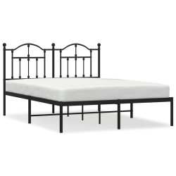vidaXL Bettgestell mit Kopfteil Metall Schwarz 140x190 cm