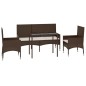 4-tlg. Garten-Lounge-Set mit Kissen Braun Poly Rattan 4-tlg. Garten-Lounge-Set mit Kissen Braun Poly Rattan