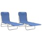 vidaXL Sonnenliegen Klappbar 2 Stk. Blau Textilene und Stahl vidaXL Sonnenliegen Klappbar 2 Stk. Blau Textilene und Stahl