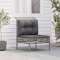 vidaXL Garten-Mittelsofa mit Kissen Grau Poly Rattan vidaXL Garten-Mittelsofa mit Kissen Grau Poly Rattan
