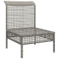 vidaXL Garten-Mittelsofa mit Kissen Grau Poly Rattan vidaXL Garten-Mittelsofa mit Kissen Grau Poly Rattan