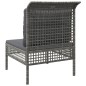 vidaXL Garten-Mittelsofa mit Kissen Grau Poly Rattan vidaXL Garten-Mittelsofa mit Kissen Grau Poly Rattan