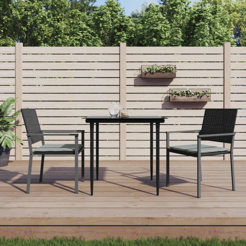vidaXL Gartenstühle mit Kissen 2 Stk. Schwarz 54x62,5x89cm Poly Rattan vidaXL Gartenstühle mit Kissen 2 Stk. Schwarz 54x62,5x89cm Poly Rattan