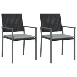vidaXL Gartenstühle mit Kissen 2 Stk. Schwarz 54x62,5x89cm Poly Rattan