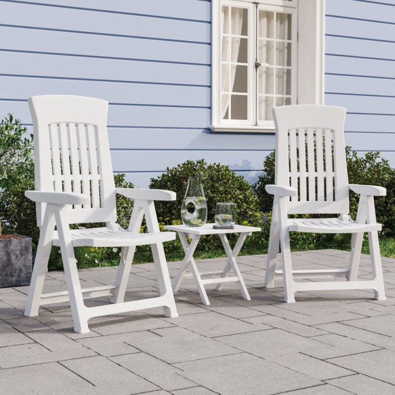 vidaXL Gartenstühle 2 Stk. Verstellbar Weiß PP vidaXL Gartenstühle 2 Stk. Verstellbar Weiß PP